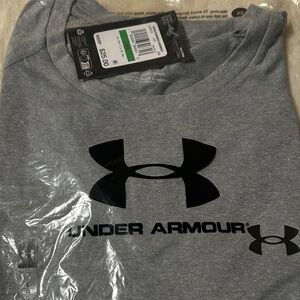 Under Armour Men's Heather Gray Logo Tee Large